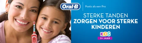 Oral-B Kids elektrische tandenborstel, afgebeeld met moeder en kind, met de claim