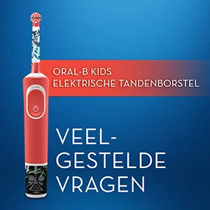 Oral-B Kids elektrische tandenborstel met Star Wars-thema, verpakking toont de veelgestelde vragen.