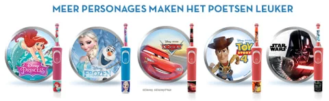Oral-B kindertandenborstels met Disney- en Star Wars-figuren, met de claim