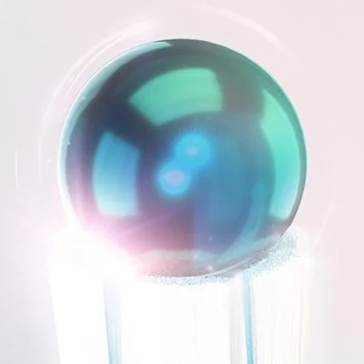 Oral-B iO tandenborstelkop met een glanzende, iriserende bol die de geavanceerde technologie van de borstelkop benadrukt.
