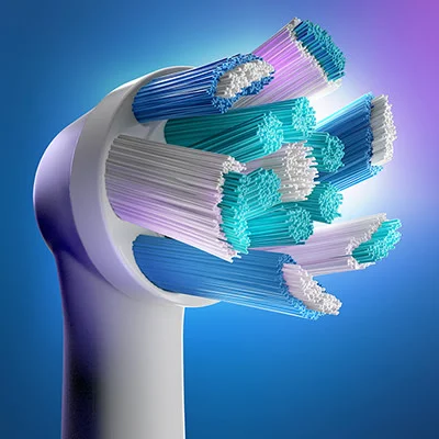 Oral-B opzetborstel met verschillende kleuren borstelharen voor een grondige reiniging.