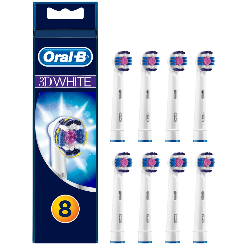 Oral-B 3D White Opzetborstels Met CleanMaximiser, 8 Stuks Afbeelding 1