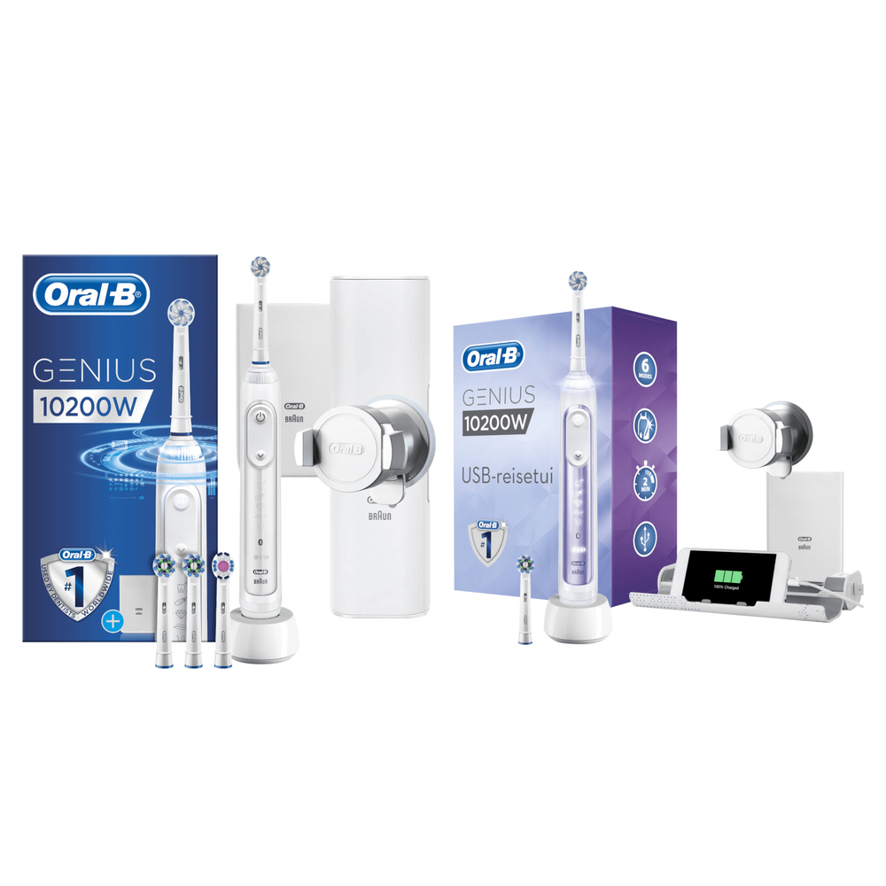 Genius 10200 Elektrische Tandenborstel Duo-pak- Wit/Paars Afbeelding 1