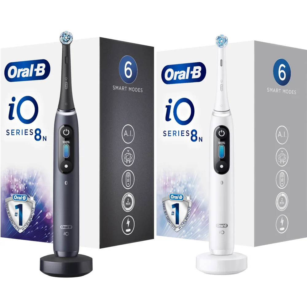 Oral-B iO8n Elektrische Tandenborstels Duoverpakking - Zwart & Wit Afbeelding 1