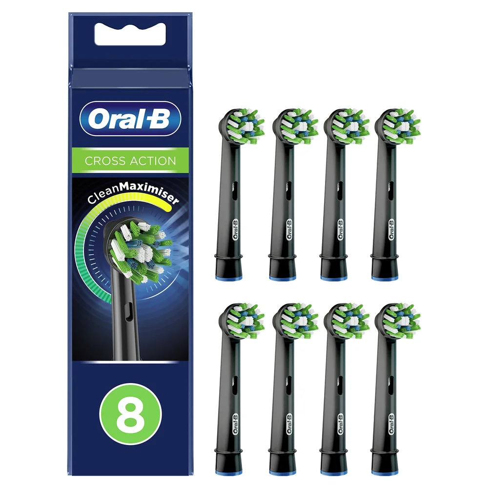 Oral-B Crossaction Opzetborstels Black Met CleanMaximiser, 8 Stuks Afbeelding 1