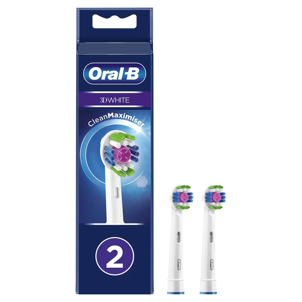Oral-B 3D White Opzetborstels Met CleanMaximiser, 2 Stuks Afbeelding 1
