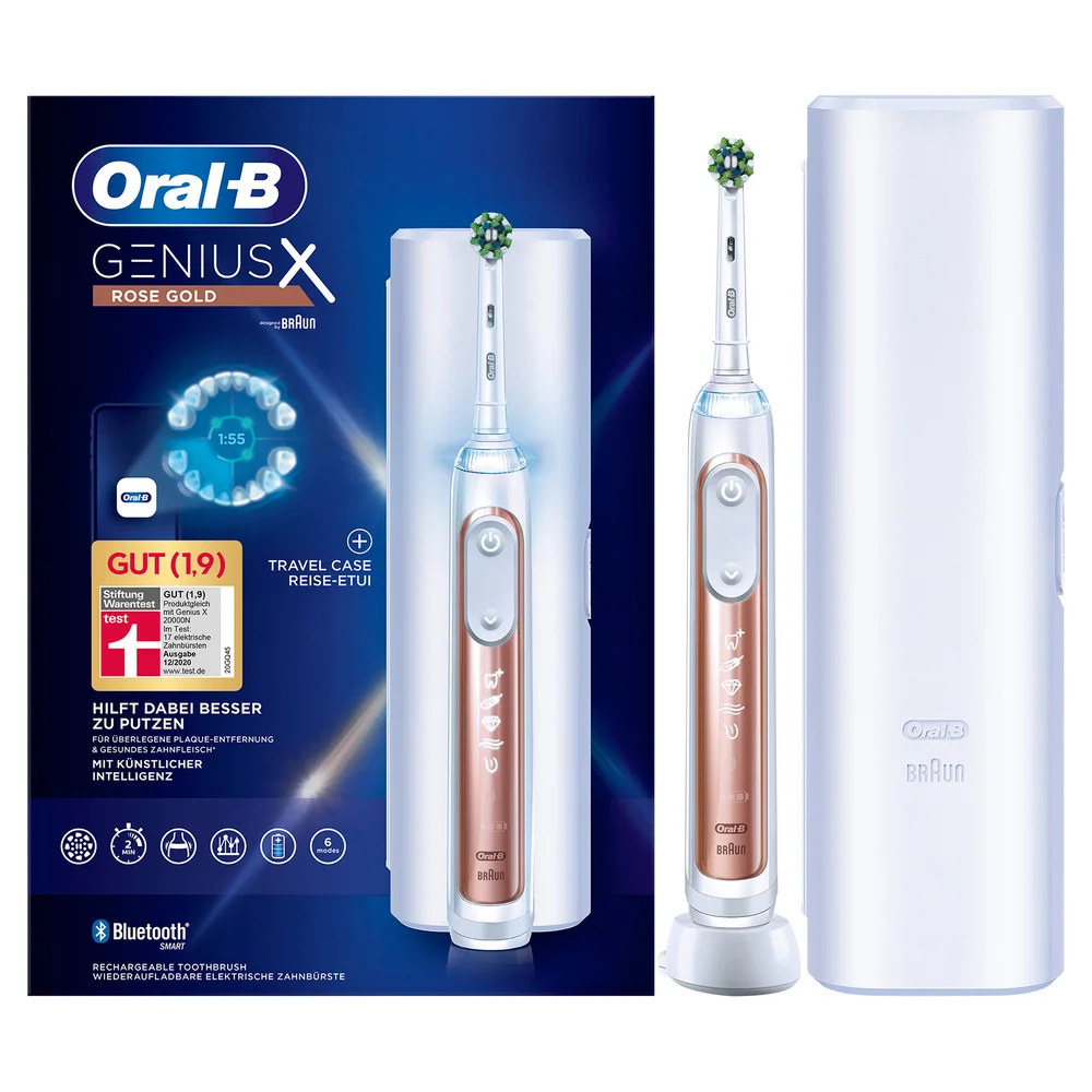 Oral-B Genius X Elektrische Tandenborstel Roségoud met reisetui Afbeelding 1