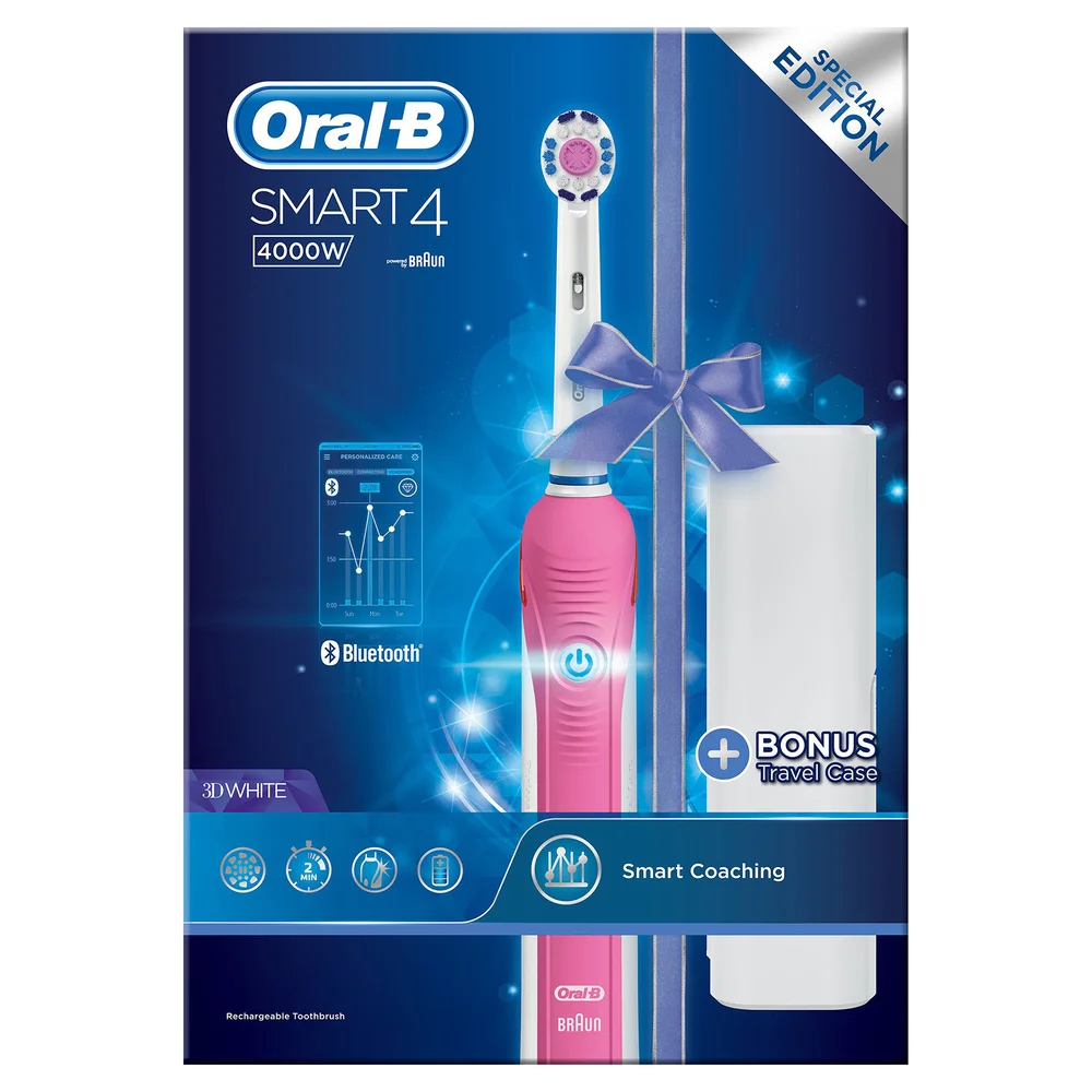 Oral B Smart 4 4000W Electric Toothbrush - Pink Afbeelding 1