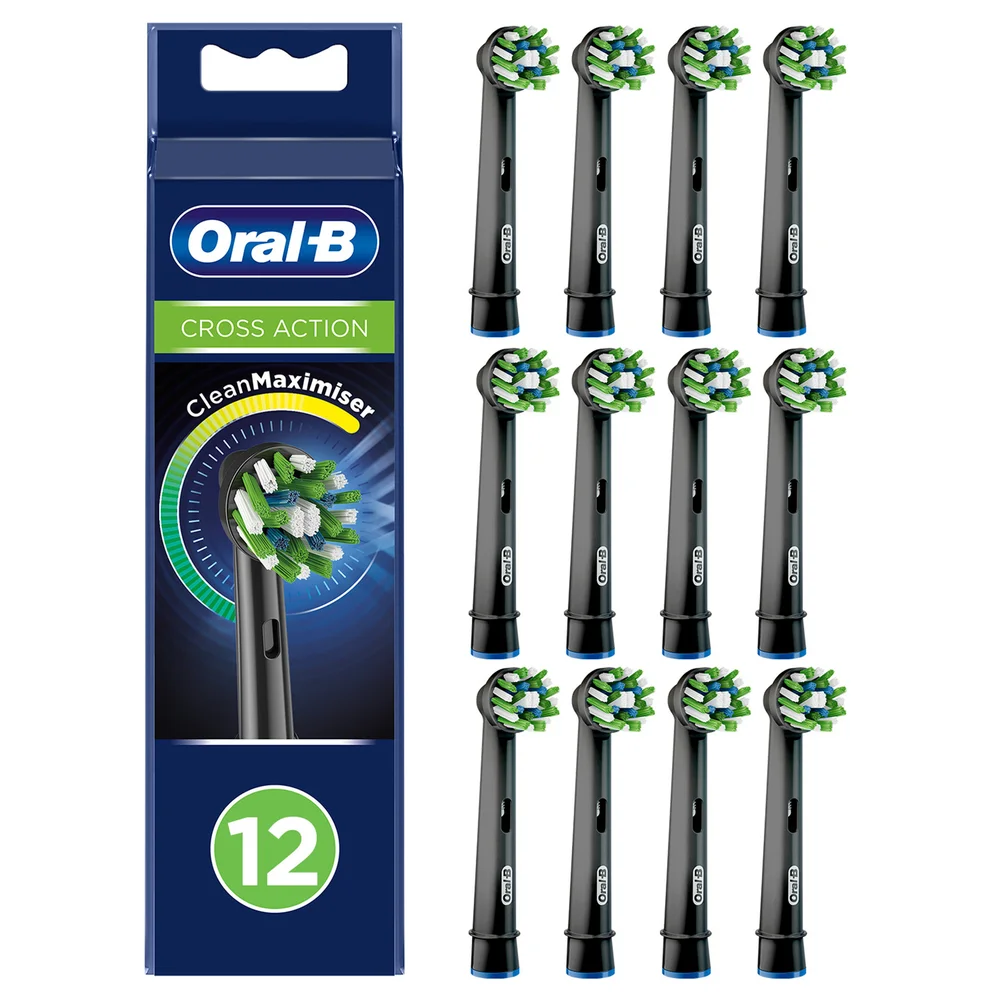 Oral-B Crossaction opzetborstels Black Met CleanMaximiser, 12 Stuks Afbeelding 1