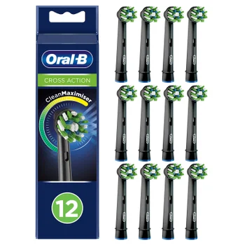 Oral-B Crossaction opzetborstels Black Met CleanMaximiser, 12 Stuks