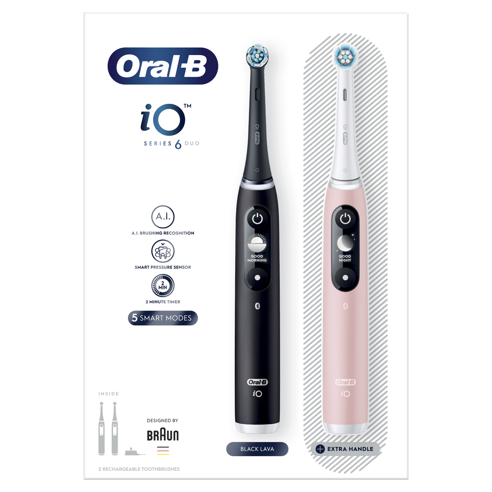 Oral-B iO6 Elektrische Tandenborstels Duoverpakking - Zwart & Roze Afbeelding 1
