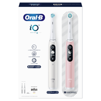 Oral B iO6 Series Duo Pack White/Pink Sand Extra Toothbrush