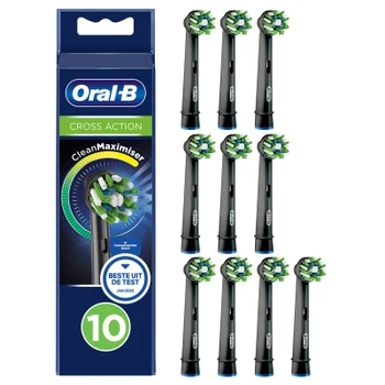 Oral-B Crossaction Opzetborstels Black Met CleanMaximiser, 10 Stuks