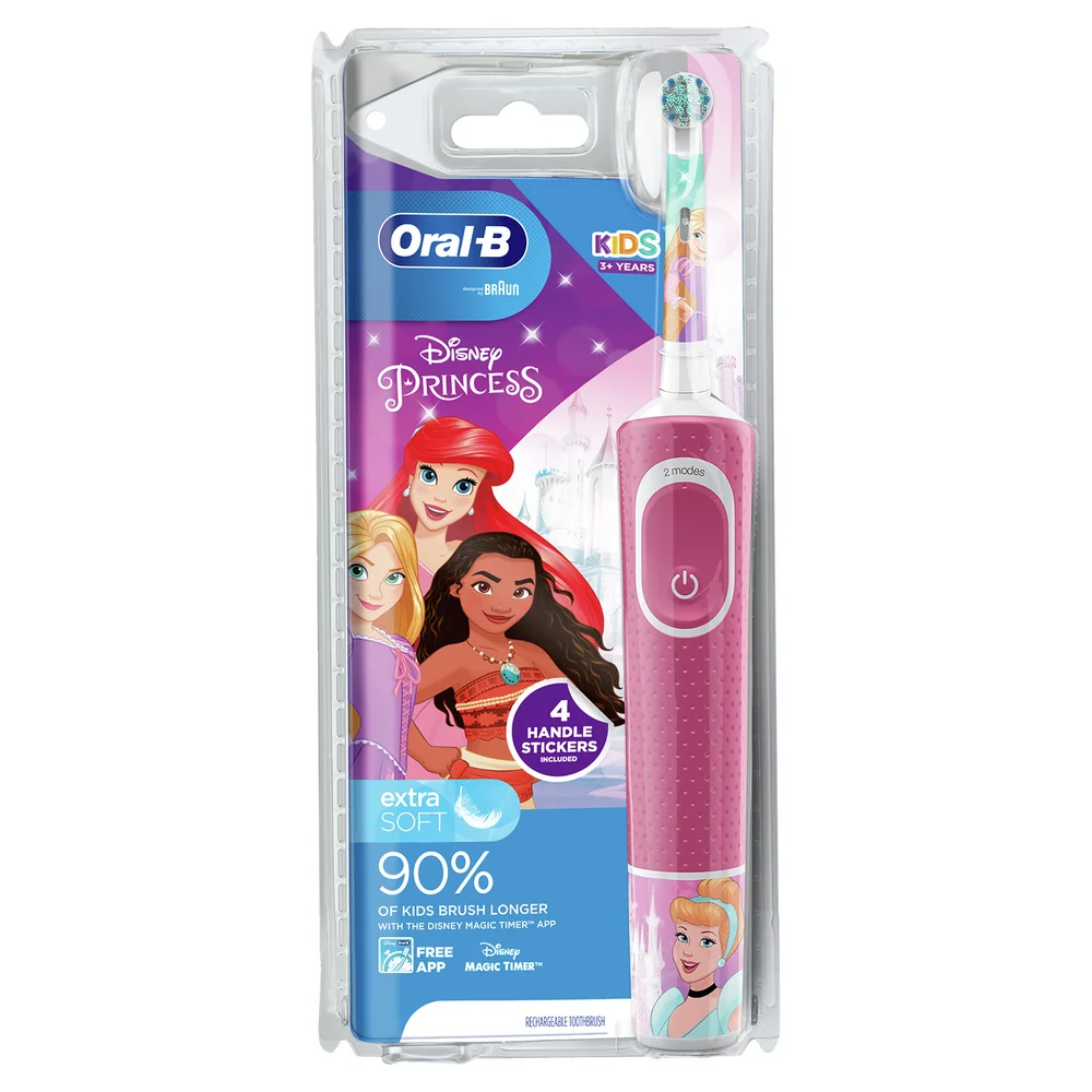 Oral B Kids Disney Princesses Electric Rechargeable Toothbrush for Ages 3+, Christmas Gift Afbeelding 1