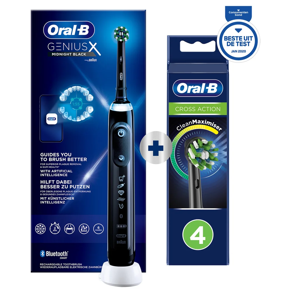 Oral-B Genius X Duopack Zwart & Roségoud + Travel Case - Elektrische Tandenborstel Afbeelding 1