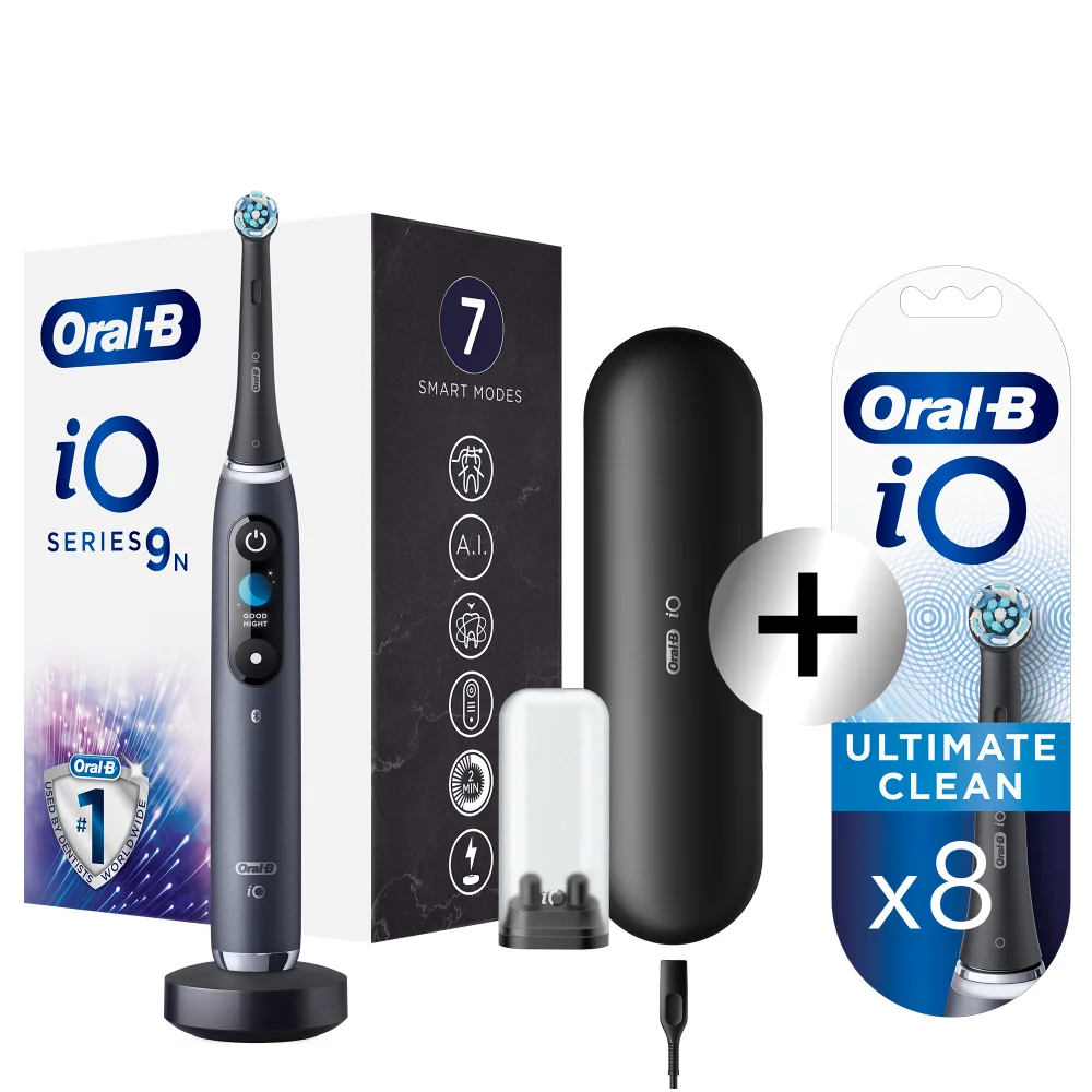 Oral-B iO9 Black Onyx Elektrische Tandenborstel + 8 Opzetborstels Afbeelding 1
