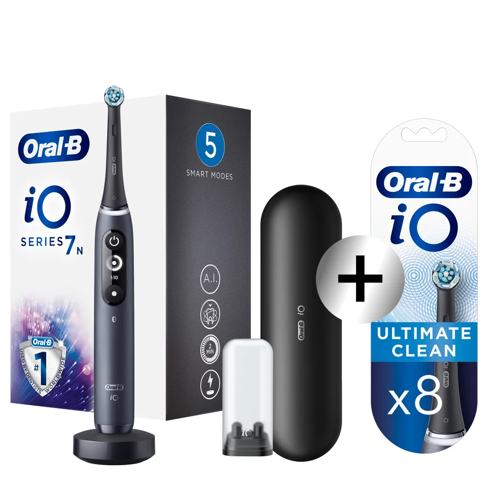 Oral-B iO7n Elektrische Tandenborstel Black Onyx + 8 Opzetborstels Afbeelding 1
