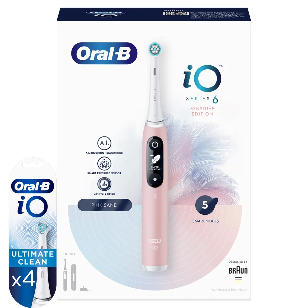 Oral-B iO 6 Sensitive Edition Elektrische Tandenborstel Roze + 4 Opzetborstels Afbeelding 1
