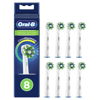 Oral-B Cross Action Opzetborstels Wit, 8 Stucks