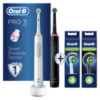 Oral-B Pro 3900 DuoPack Elektrische Tandenborstel Zwart & Wit + 8 Opzetborstels