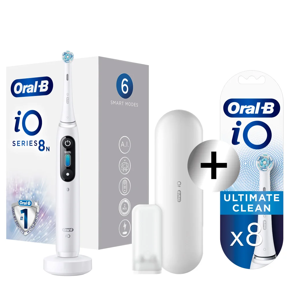 Oral-B iO8n Elektrische Tandenborstel Wit + 8 Opzetborstels Afbeelding 1