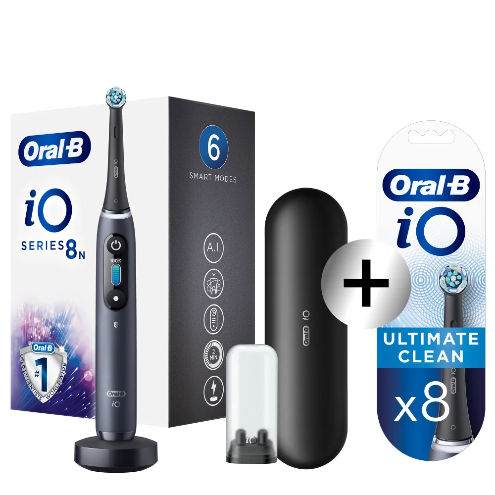 Oral-B iO8n Elektrische Tandenborstel Zwart + 8 Opzetborstels Afbeelding 1