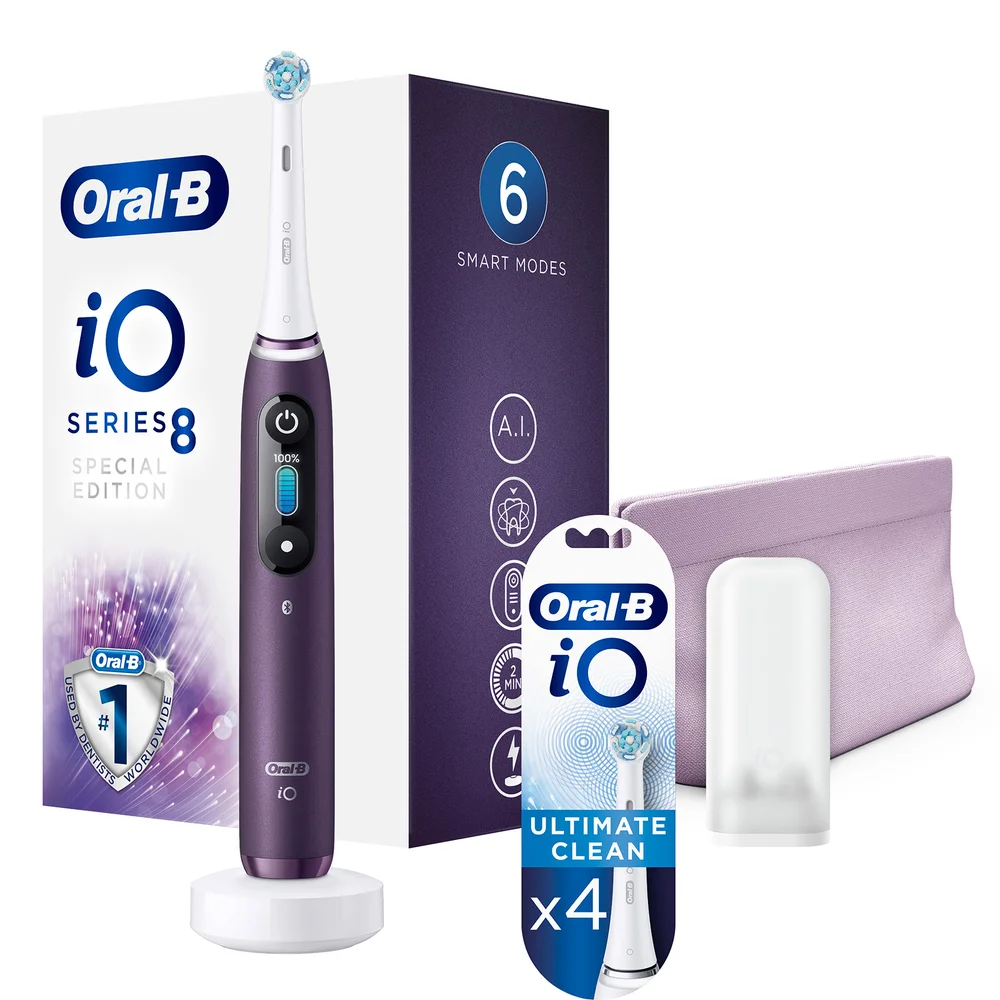 Oral B iO8 Purple Special Edition Electric Toothbrush + 4 Refills Afbeelding 1