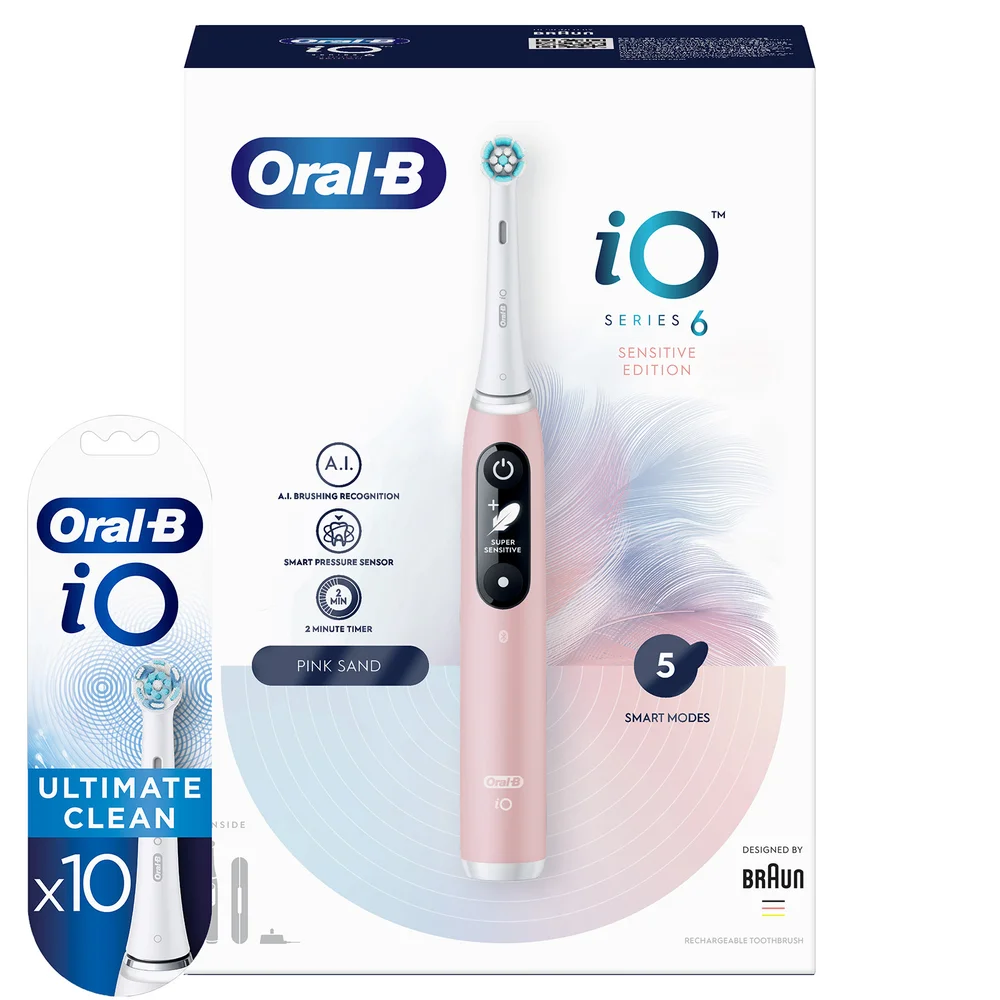 Oral-B iO 6 Sensitive Edition Elektrische Tandenborstel Roze + 10 Opzetborstels Afbeelding 1