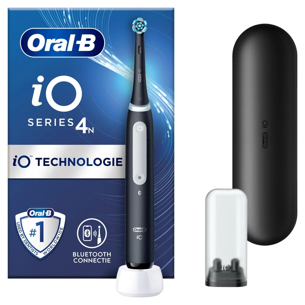 Oral-B iO 4N Elektrische Tandenborstel Zwart + 10 Opzetborstels Afbeelding 1