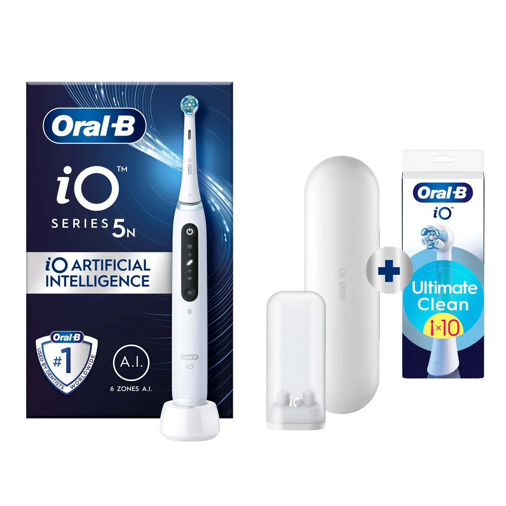Oral-B iO 5N Elektrische Tandenborstel Wit + 10 Opzetborstels Afbeelding 1