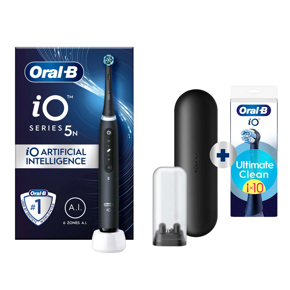 Oral-B iO 5N Elektrische Tandenborstel Zwart + 10 Opzetborstels Afbeelding 1
