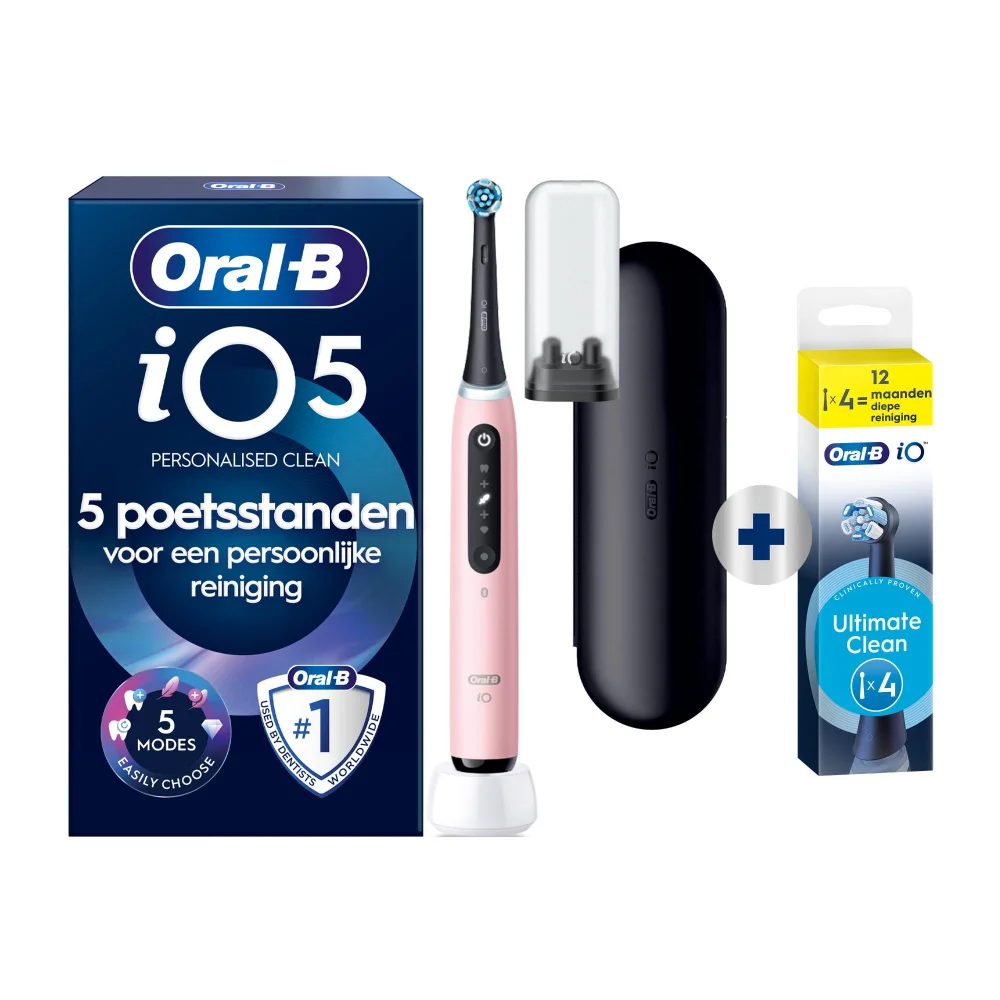 Oral-B iO5N elektrische tandenborstel, met de claim van gepersonaliseerde reiniging en 5 poetsstanden.