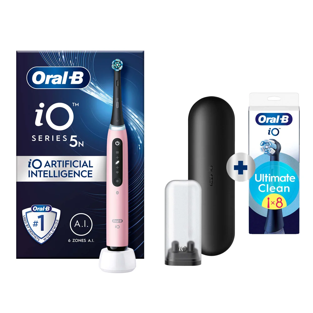 Oral-B iO 5N Elektrische Tandenborstel Roze + 8 Opzetborstels Afbeelding 1
