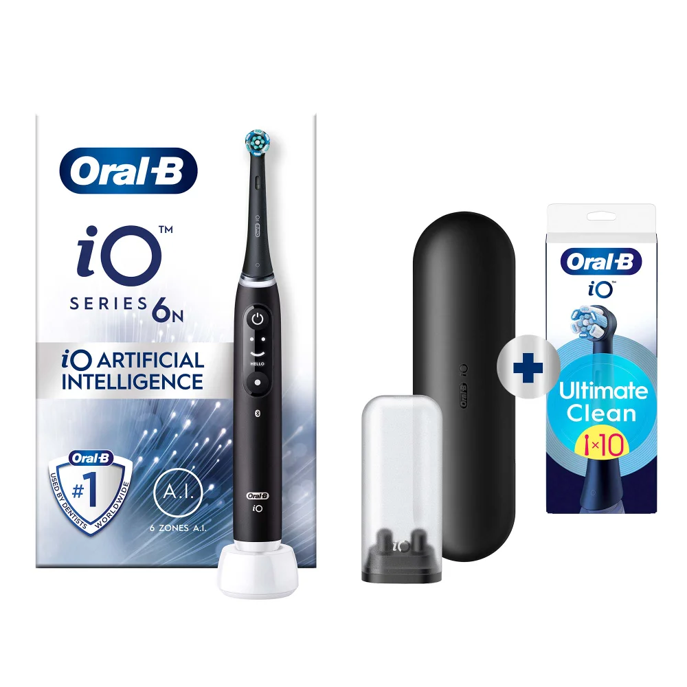 Oral-B iO 6N Elektrische Tandenborstel Zwart Lava + 10 Opzetborstels Afbeelding 1