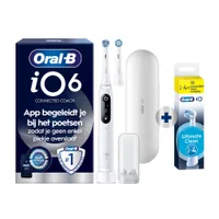Oral-B iO6 tandenborstel met app-begeleiding voor volledige poetsdekking.