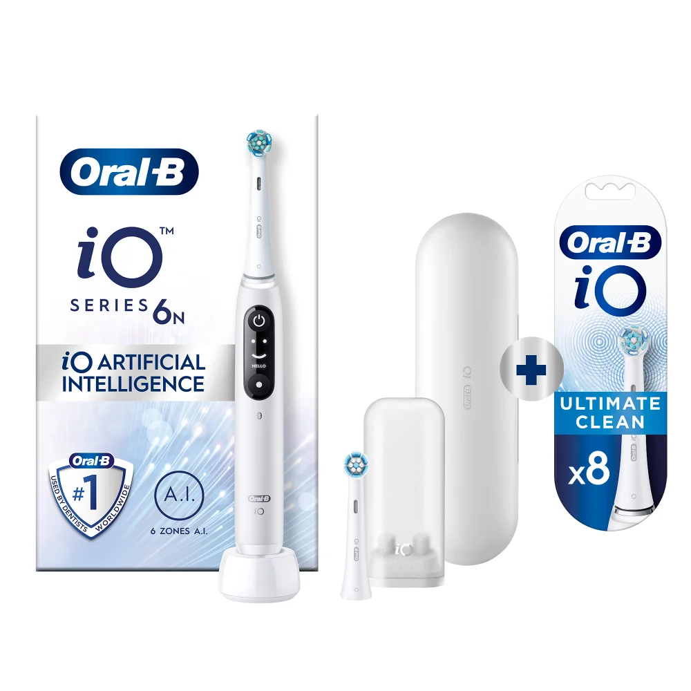 Oral-B iO 6N Elektrische Tandenborstel Wit + 8 Opzetborstels Afbeelding 1
