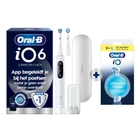 Oral-B iO6 tandenborstel met app-begeleiding voor volledige poetsdekking.
