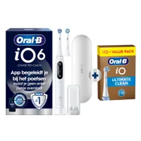 Oral-B iO6 tandenborstel met app-begeleiding voor volledige poetsdekking.