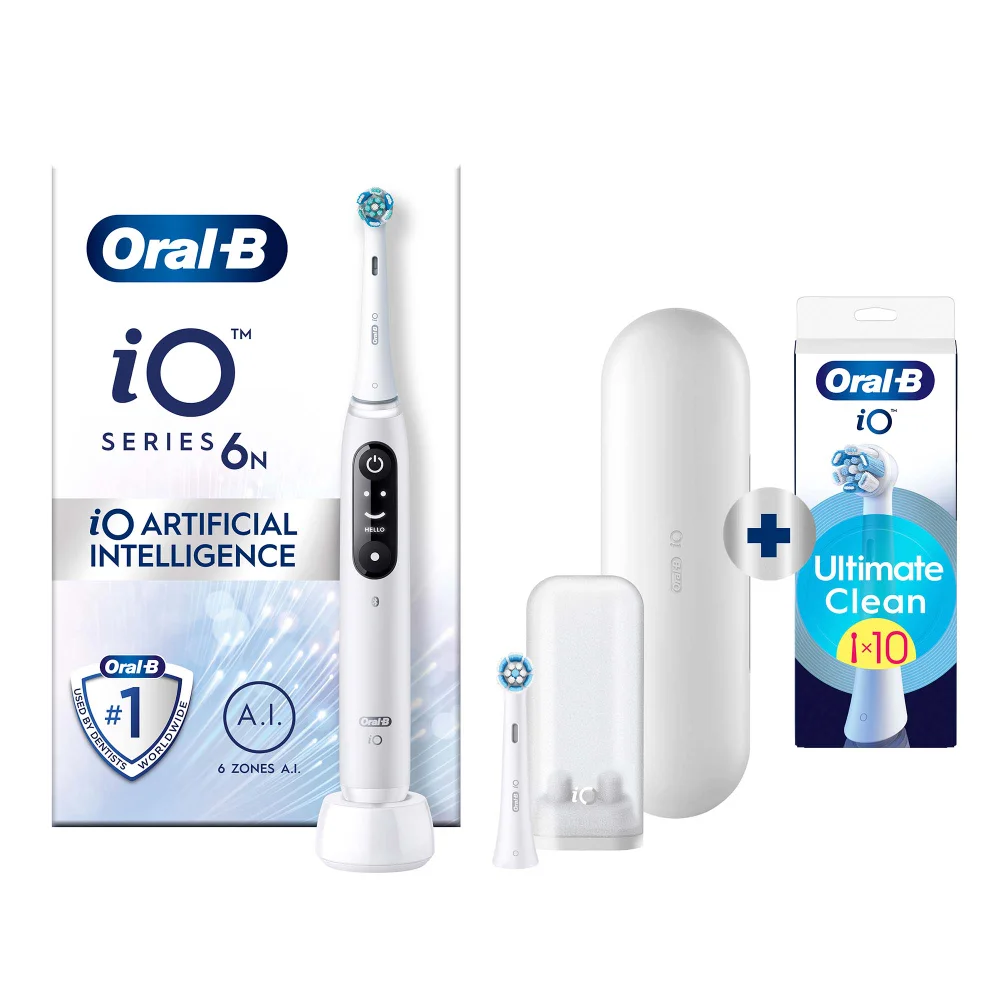 Oral-B iO 6N Elektrische Tandenborstel Wit + 10 Opzetborstels Afbeelding 1