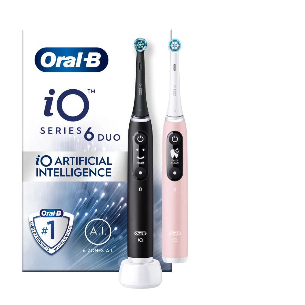 Oral-B iO 6 Elektrische Tandenborstel Zwart & Roze Duoverpakking Afbeelding 1