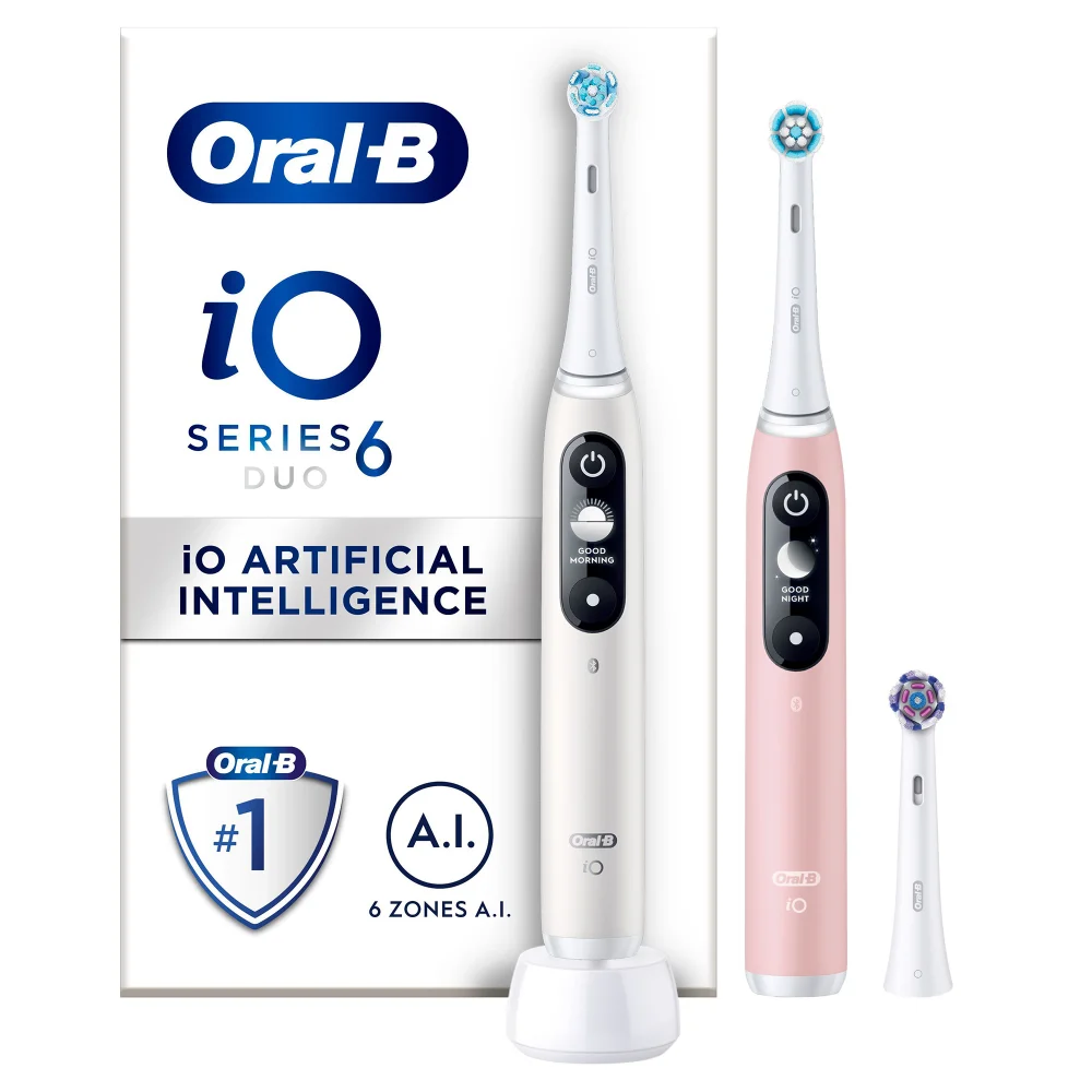 Oral-B iO 6 Elektrische Tandenborstel Wit & Roze Duoverpakking Afbeelding 1