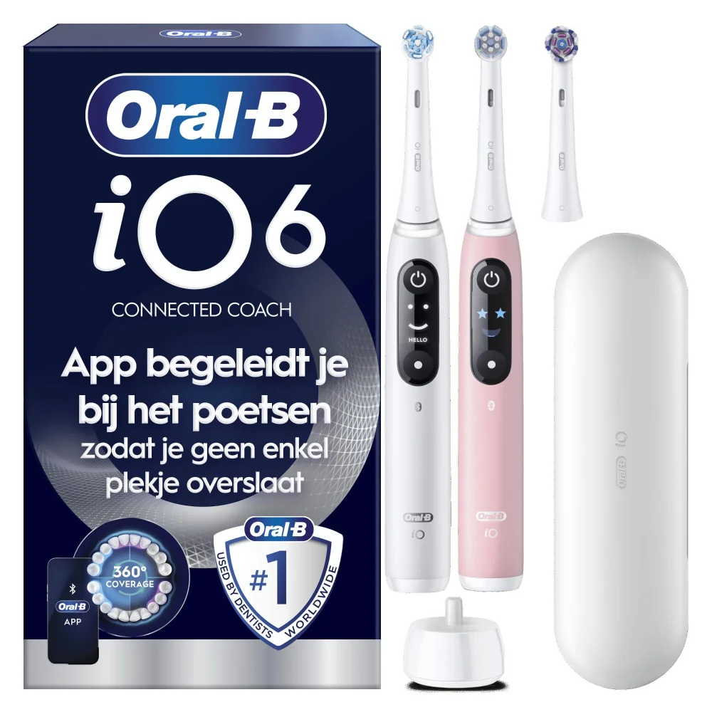 Oral-B iO 6 Elektrische Tandenborstel Wit & Roze Duoverpakking Afbeelding 1