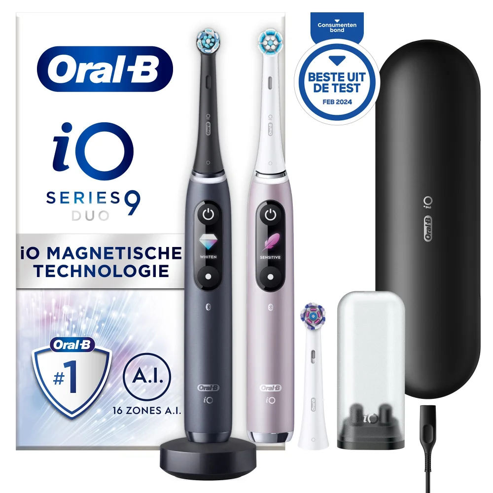 Oral-B iO 9N Elektrische Tandenborstel Zwart & Roze Duoverpakking Afbeelding 1
