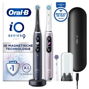 Oral-B iO 9N Elektrische Tandenborstel Zwart & Roze Duoverpakking