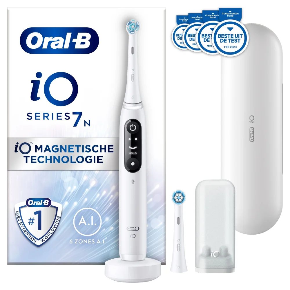 Oral-B iO 7N Elektrische Tandenborstel Wit + 10 Opzetborstels Afbeelding 1