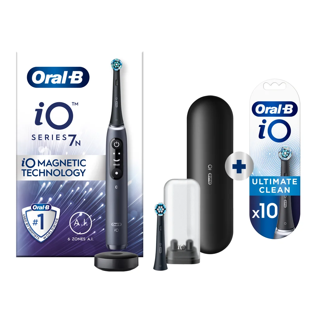 Oral-B iO 7N Elektrische Tandenborstel Zwart + 10 Opzetborstels Afbeelding 1