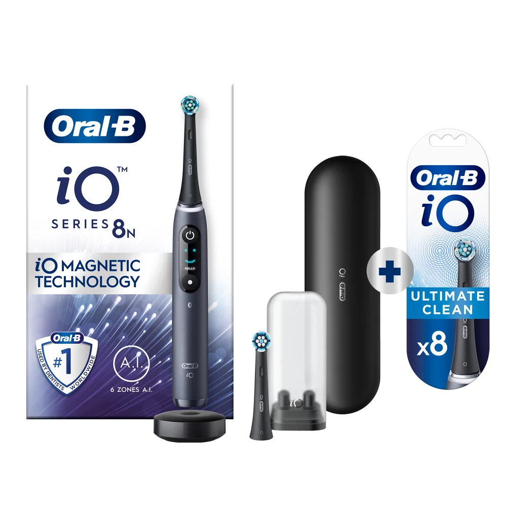 Oral-B iO 8N Elektrische Tandenborstel Zwart + 8 Opzetborstels Afbeelding 1
