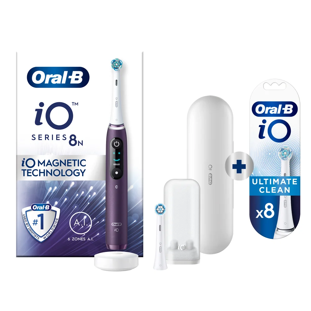 Oral-B iO 8N Elektrische Tandenborstel Violet + 8 Opzetborstels Afbeelding 1