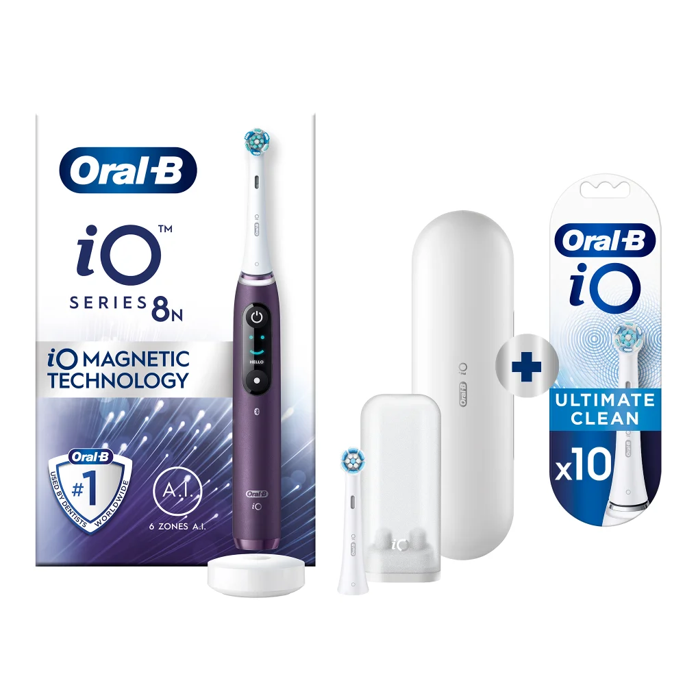 Oral-B iO 8N Elektrische Tandenborstel Violet + 10 Opzetborstels Afbeelding 1