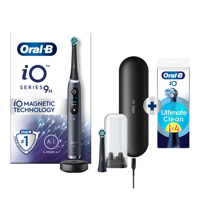 Oral-B iO 9N Elektrische Tandenborstel Zwart + 4 Opzetborstels